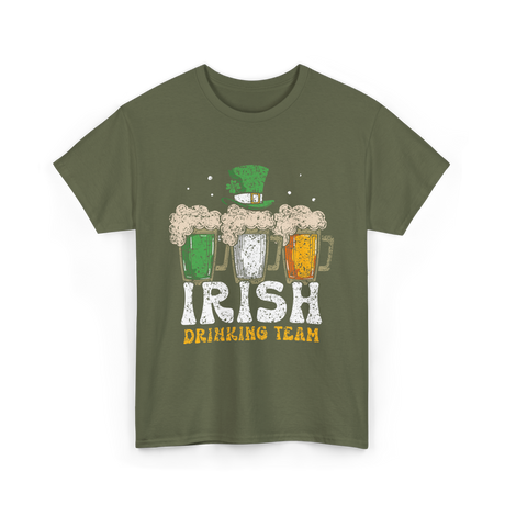 Irish Drinking Team Beer T-Shirt - Military Green
