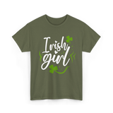 Irish Girl Ireland St Patricks T-Shirt - Military Green