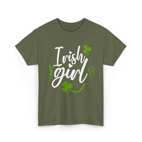 Irish Girl Ireland St Patricks T-Shirt - Military Green