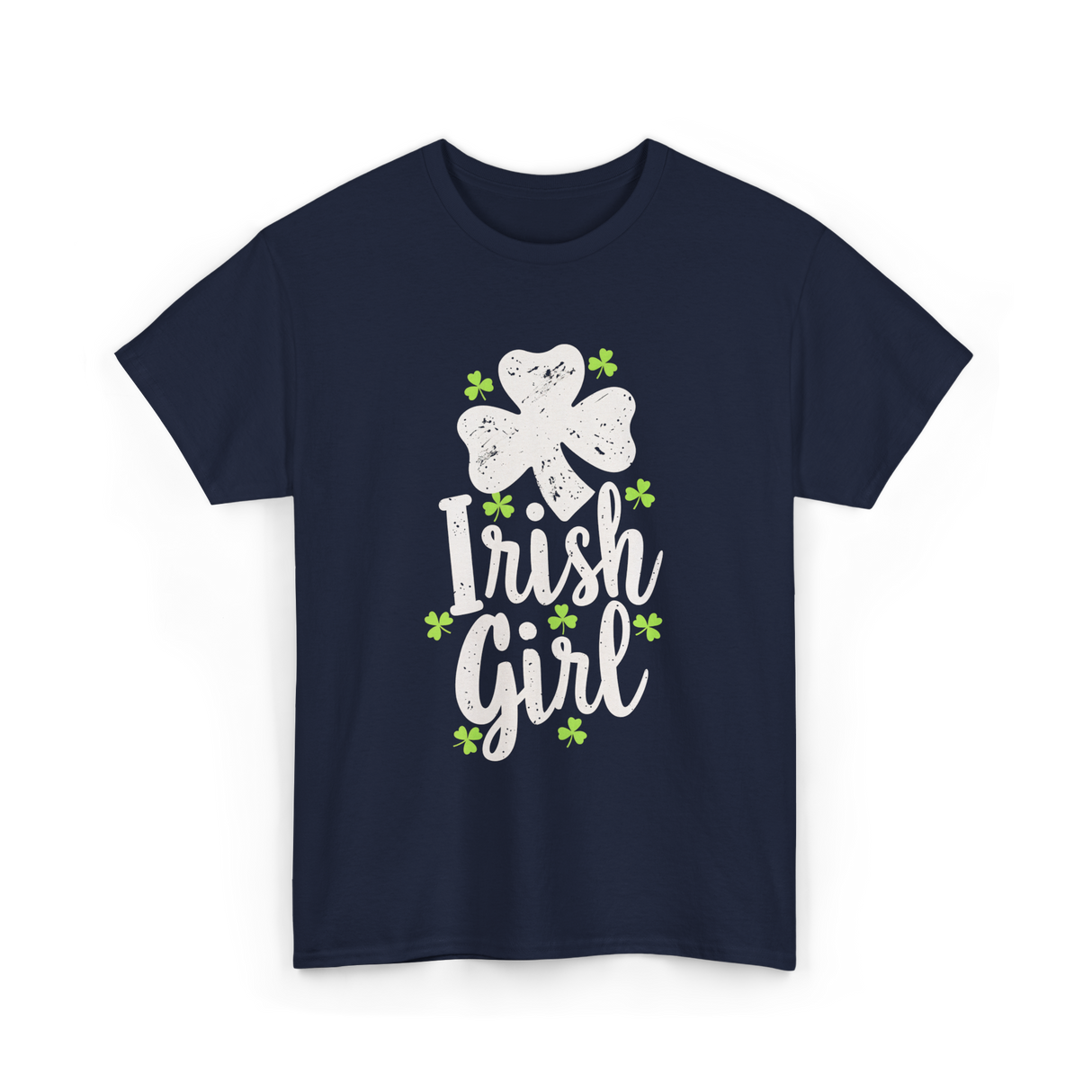 Irish Girl Shamrock St Patrick's Day T-Shirt - Navy