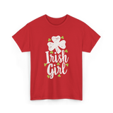 Irish Girl Shamrock St Patrick's Day T-Shirt - Red