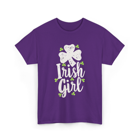 Irish Girl Shamrock St Patrick's Day T-Shirt - Purple