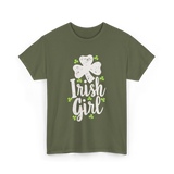 Irish Girl Shamrock St Patrick's Day T-Shirt - Military Green