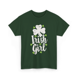 Irish Girl Shamrock St Patrick's Day T-Shirt - Forest Green