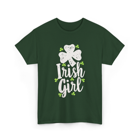 Irish Girl Shamrock St Patrick's Day T-Shirt - Forest Green