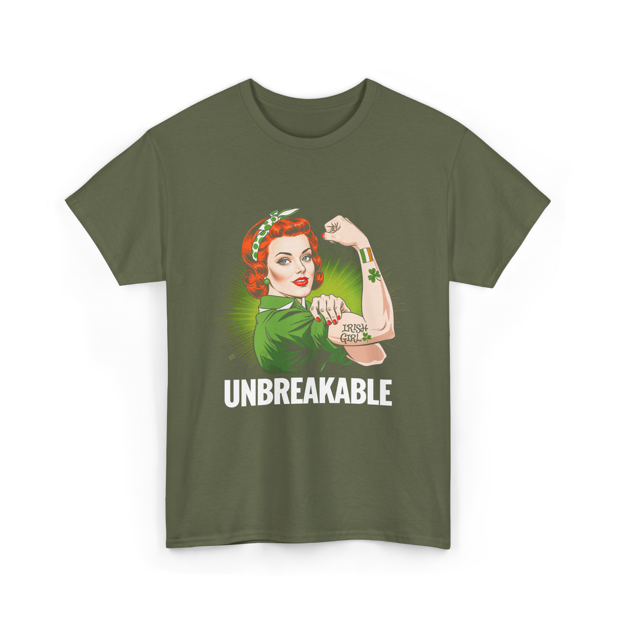 Irish Girl Unbreakable Pride T-Shirt - Military Green