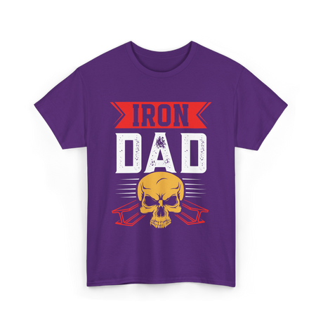 Iron Dad Ironworker Skull T-Shirt - Purple