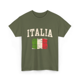 Italia Flag Italian Style T-Shirt - Military Green