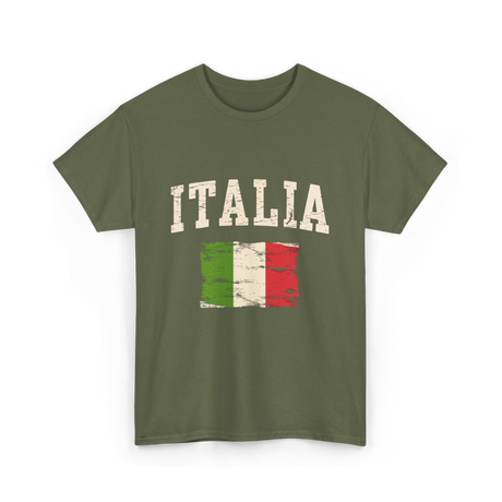 Italia Flag Italian Style T-Shirt - Military Green