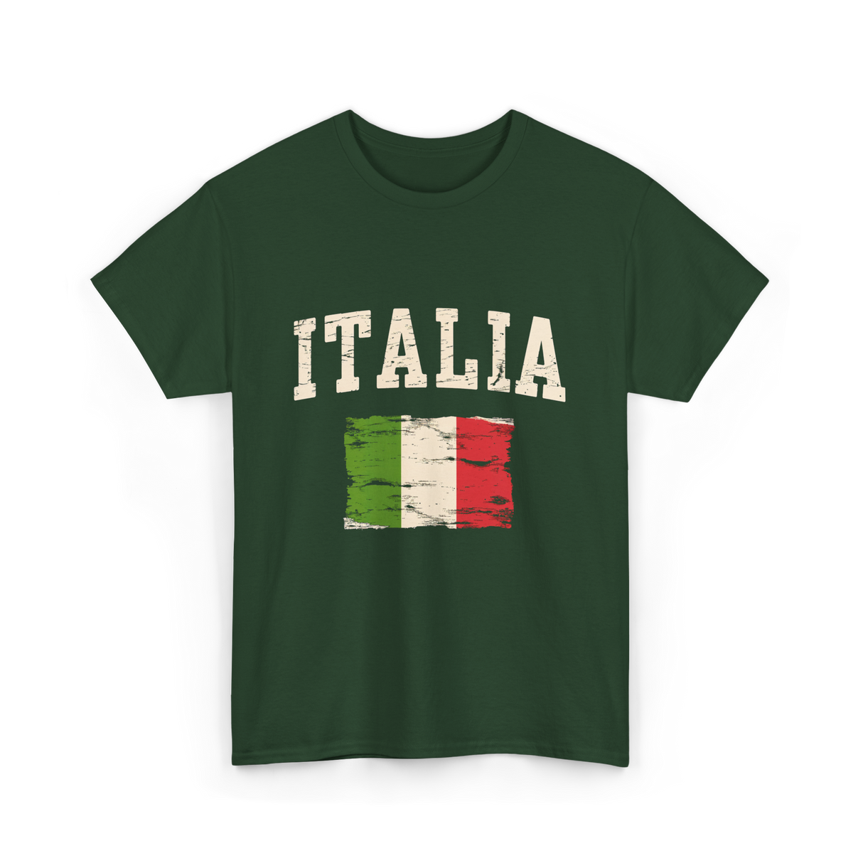 Italia Flag Italian Style T-Shirt - Forest Green