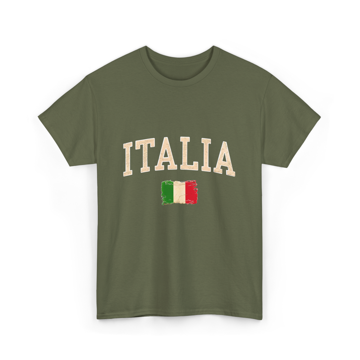 Italia Italy Italian Flag T-Shirt - Military Green