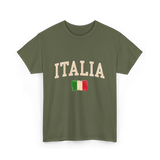 Italia Italy Italian Flag T-Shirt - Military Green