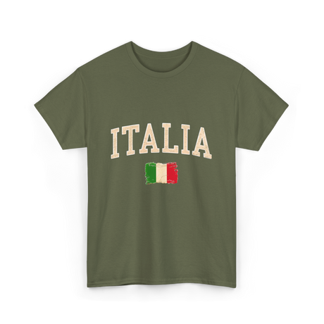 Italia Italy Italian Flag T-Shirt - Military Green