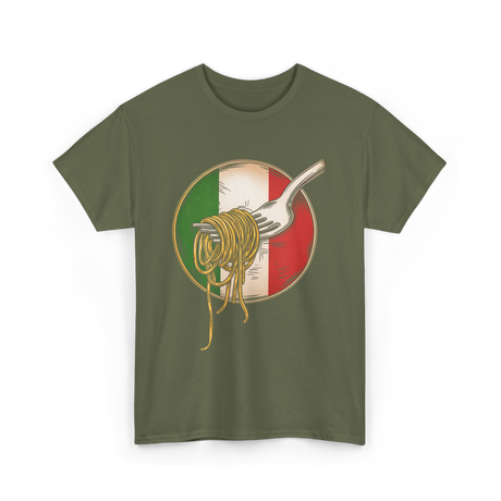 Italian Flag Pasta Fork Italy T-Shirt - Military Green