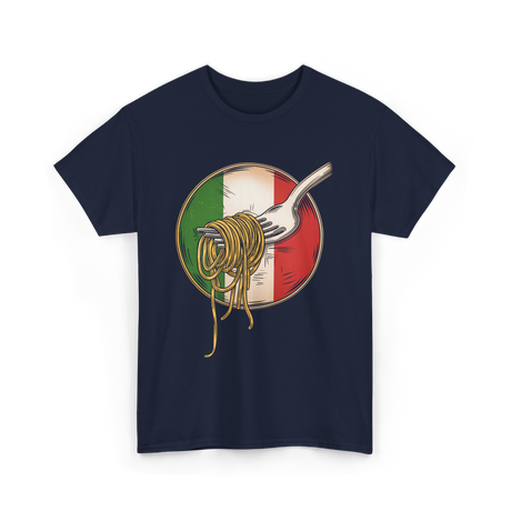 Italian Flag Pasta Fork Italy T-Shirt - Navy