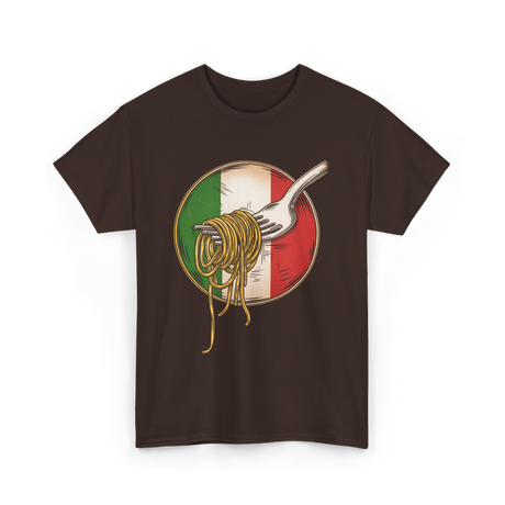 Italian Flag Pasta Fork Italy T-Shirt - Dark Chocolate