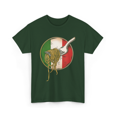 Italian Flag Pasta Fork Italy T-Shirt - Forest Green