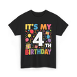 It's My 4th Birthday Celebration T-Shirt - Black