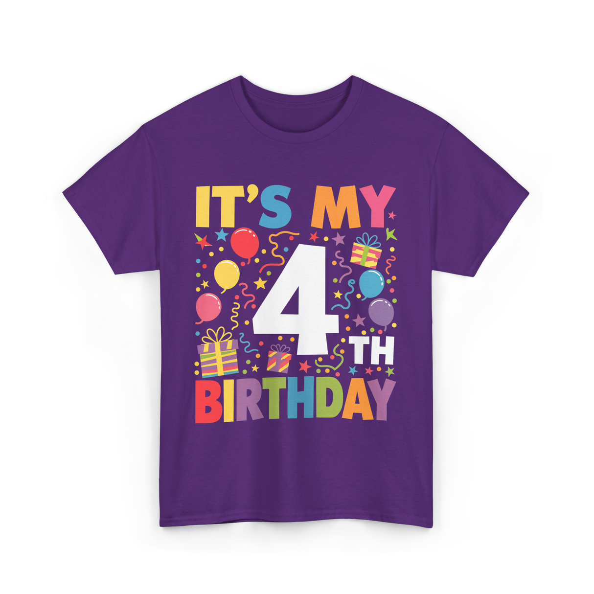 It's My 4th Birthday Celebration T-Shirt - Purple