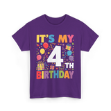 It's My 4th Birthday Celebration T-Shirt - Purple