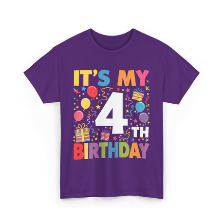 It's My 4th Birthday Celebration T-Shirt - Purple