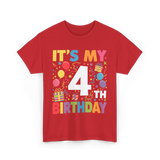 It's My 4th Birthday Celebration T-Shirt - Red