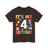 It's My 4th Birthday Celebration T-Shirt - Dark Chocolate