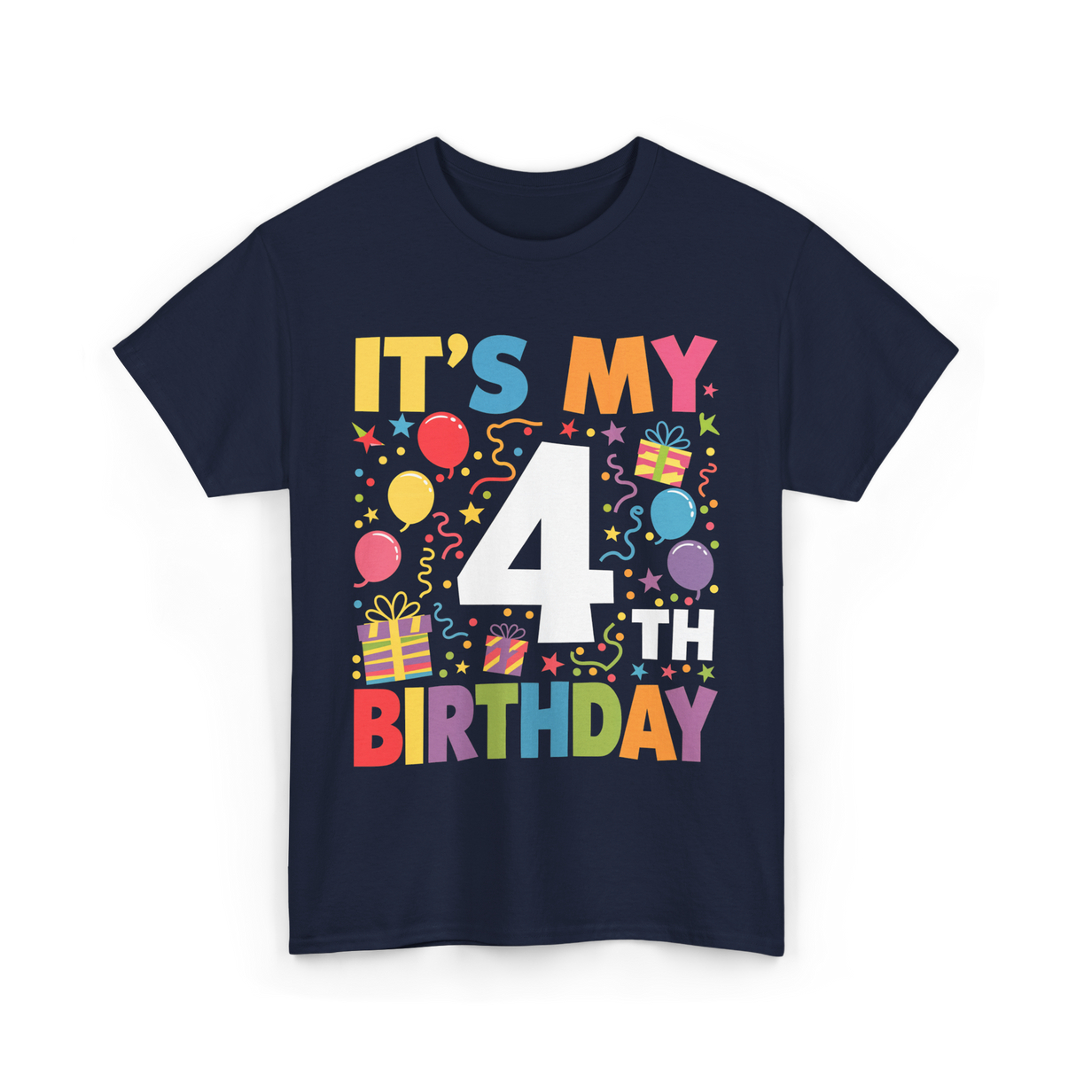 It's My 4th Birthday Celebration T-Shirt - Navy