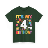 It's My 4th Birthday Celebration T-Shirt - Forest Green