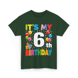 It's My 6th Birthday Celebration T-Shirt - Forest Green