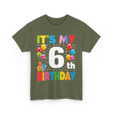 It's My 6th Birthday Celebration T-Shirt - Military Green