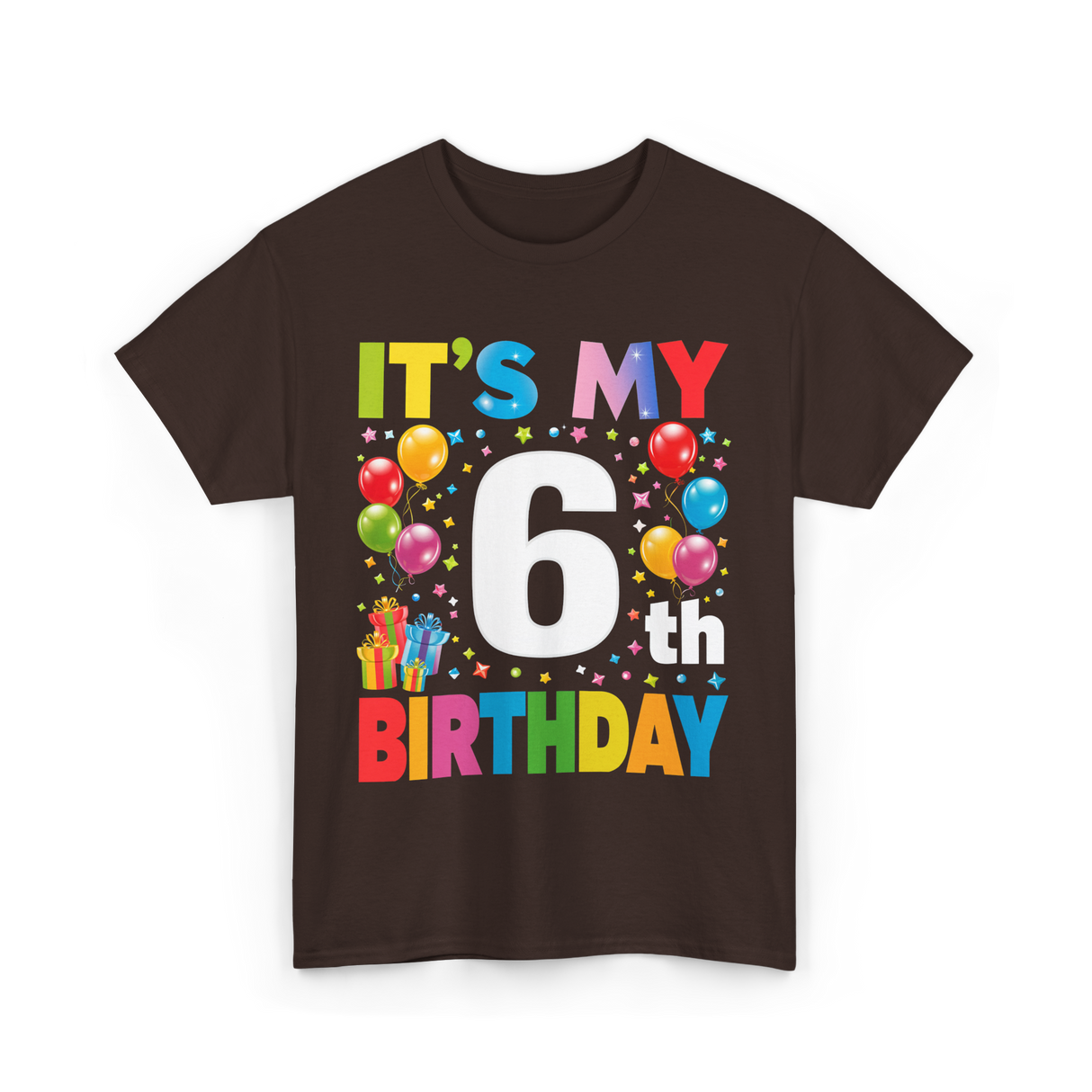 It's My 6th Birthday Celebration T-Shirt - Dark Chocolate