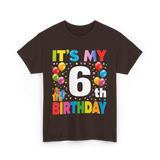 It's My 6th Birthday Celebration T-Shirt - Dark Chocolate