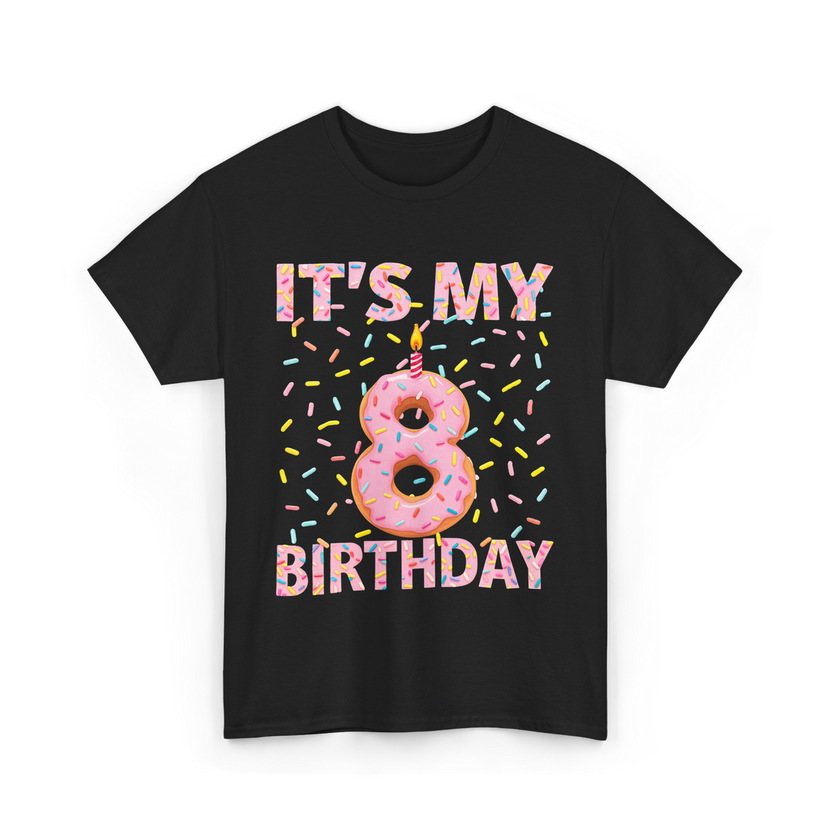 It's My 8 Birthday Celebration T-Shirt - Black