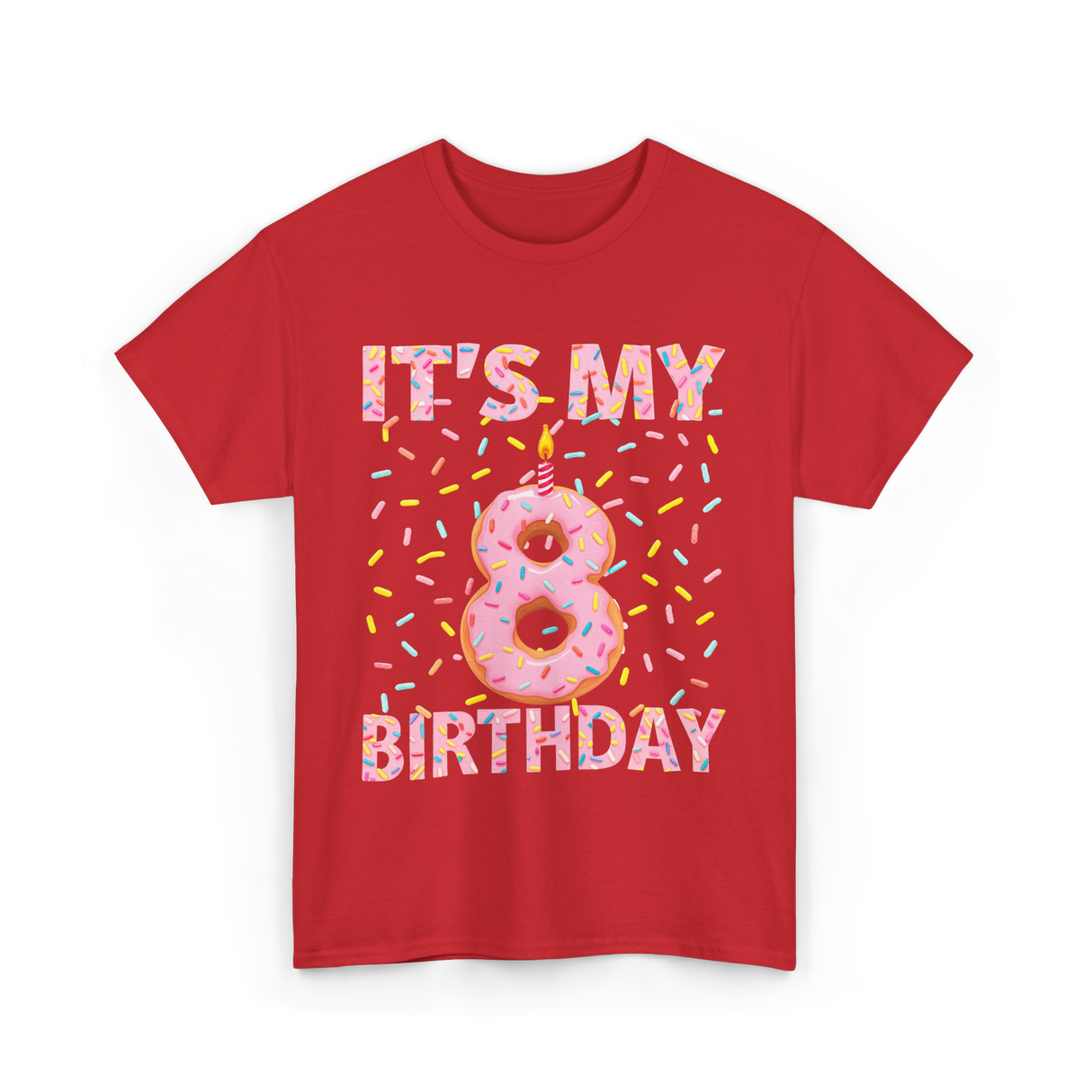 It's My 8 Birthday Celebration T-Shirt - Red