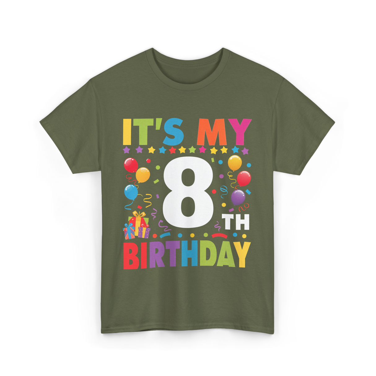 It's My 8th Birthday T-Shirt - Military Green