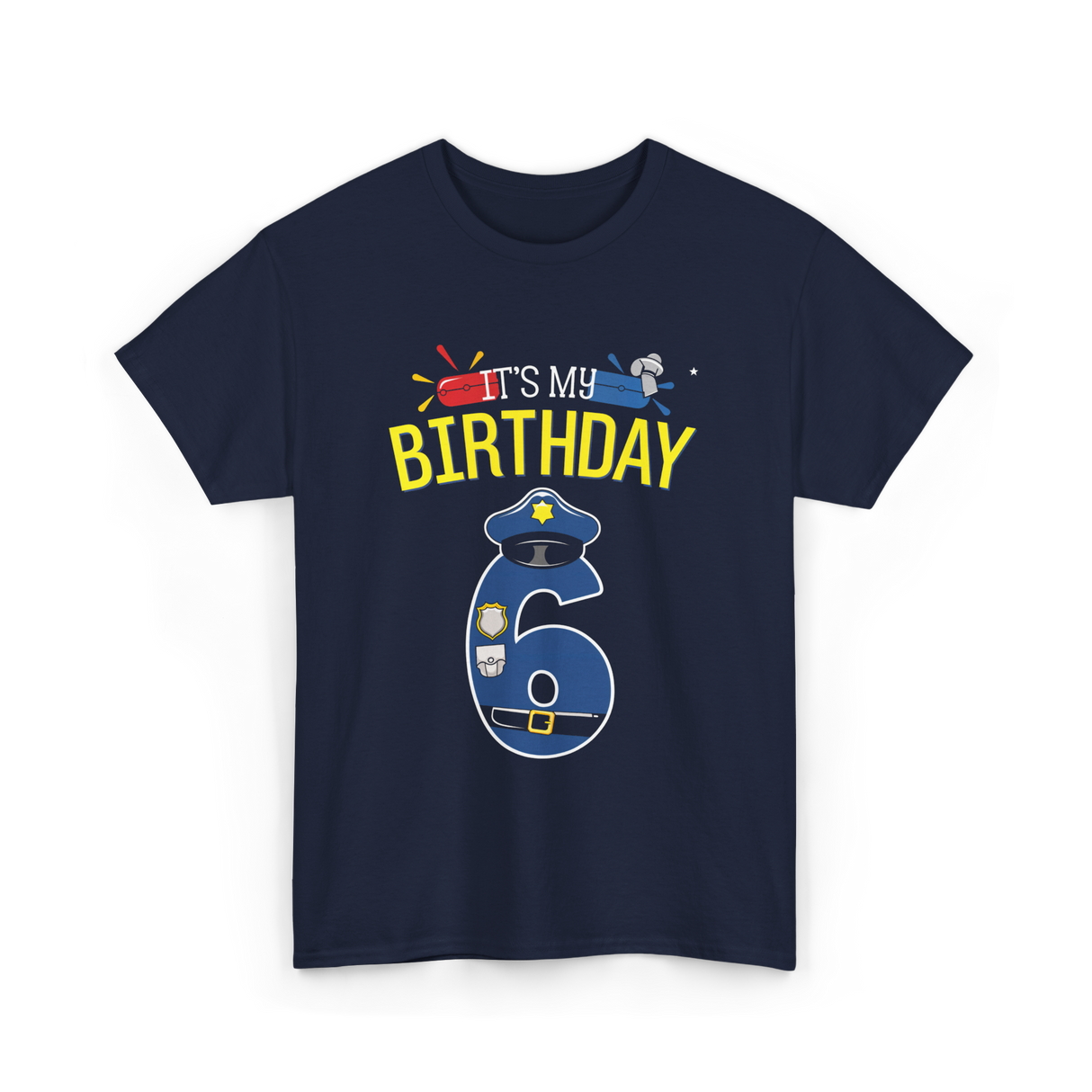 It's My Birthday 6 Police Officer T-Shirt - Navy