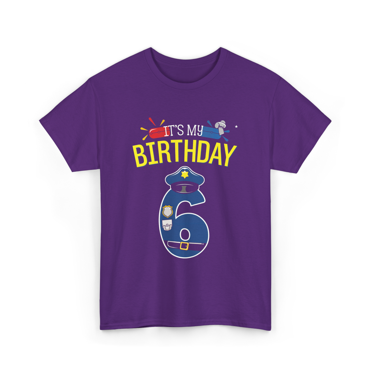 It's My Birthday 6 Police Officer T-Shirt - Purple