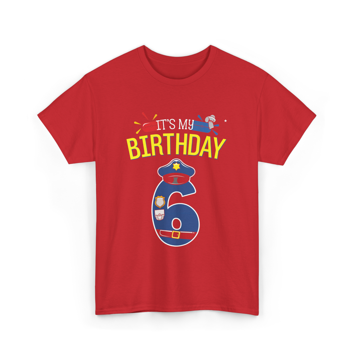 It's My Birthday 6 Police Officer T-Shirt - Red