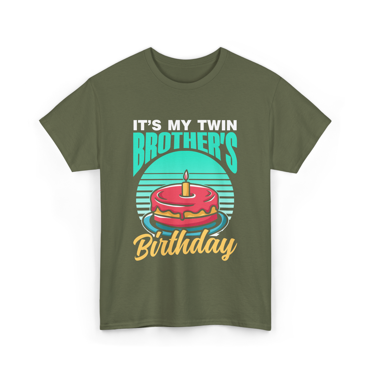 It's My Twin Brother Birthday Twins T-Shirt - Military Green