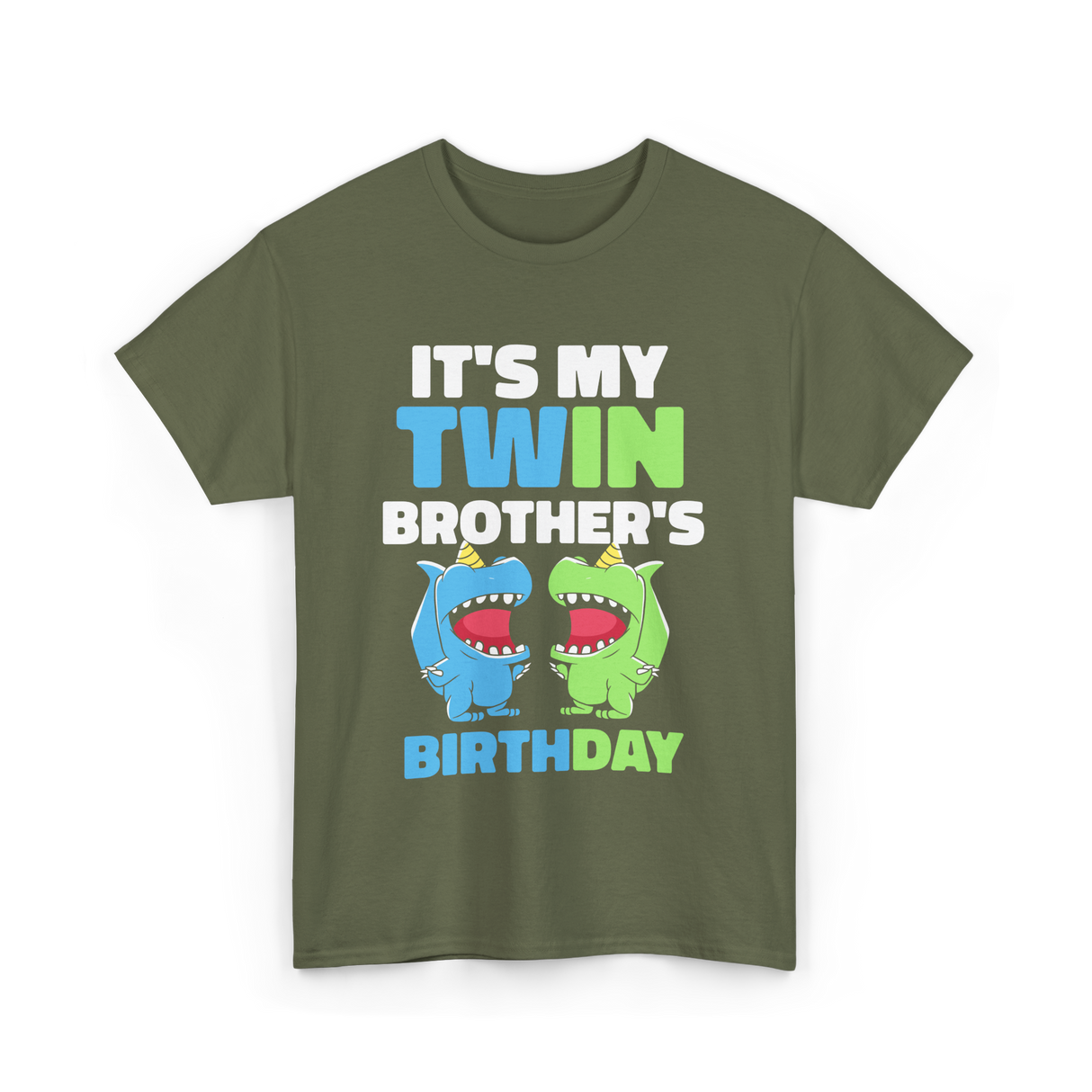 It's My Twin Brother's Birthday Twins T-Shirt - Military Green