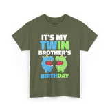 It's My Twin Brother's Birthday Twins T-Shirt - Military Green