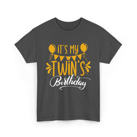 It's My Twins Birthday Celebration T-Shirt - Dark Heather