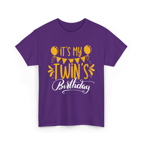 It's My Twins Birthday Celebration T-Shirt - Purple