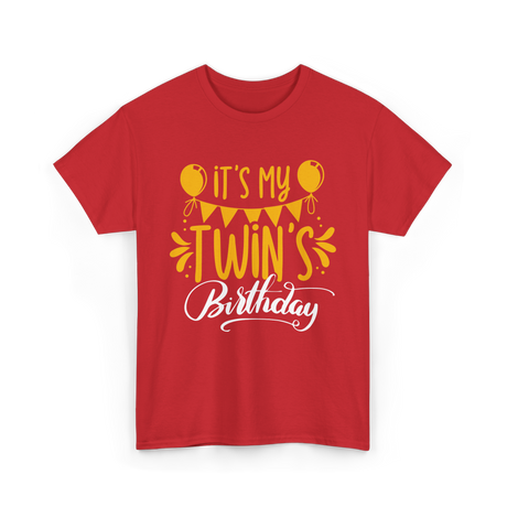 It's My Twins Birthday Celebration T-Shirt - Red