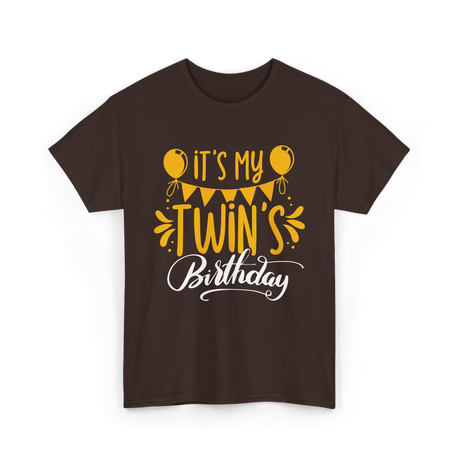 It's My Twins Birthday Celebration T-Shirt - Dark Chocolate