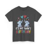 It's My Twin's Birthday Elephant T-Shirt - Dark Heather