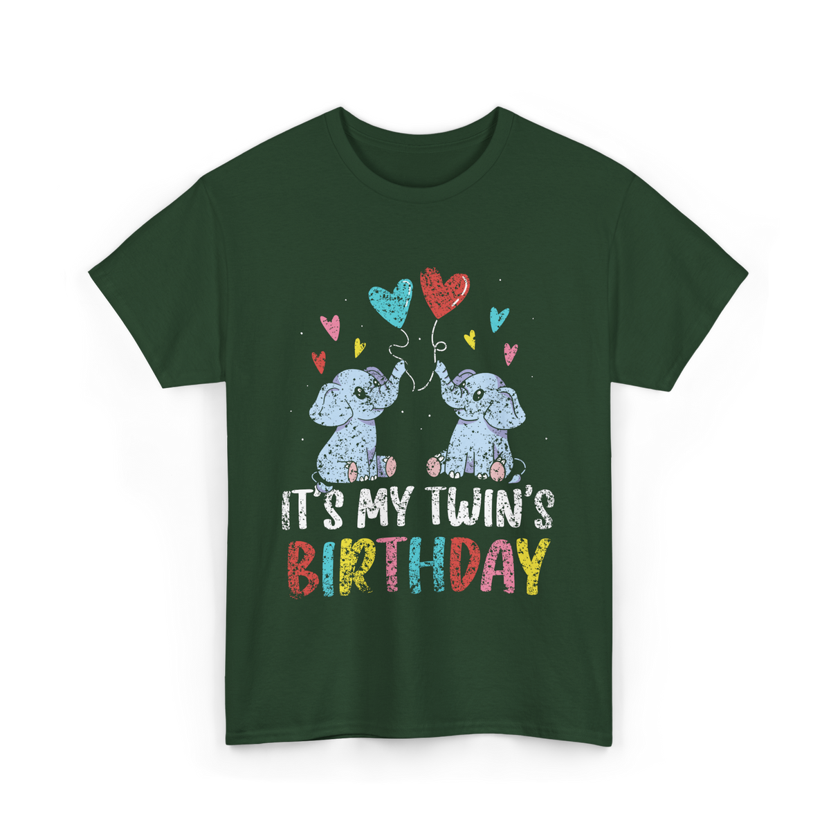 It's My Twin's Birthday Elephant T-Shirt - Forest Green