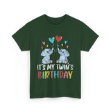 It's My Twin's Birthday Elephant T-Shirt - Forest Green