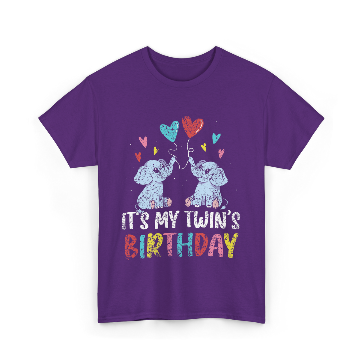 It's My Twin's Birthday Elephant T-Shirt - Purple